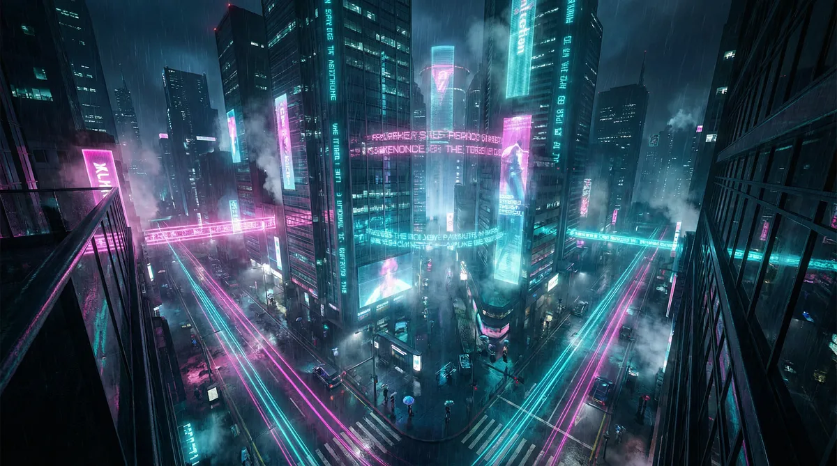 它想你了给他好不好 竖屏短剧平台首页背景 - 赛博朋克都市夜景